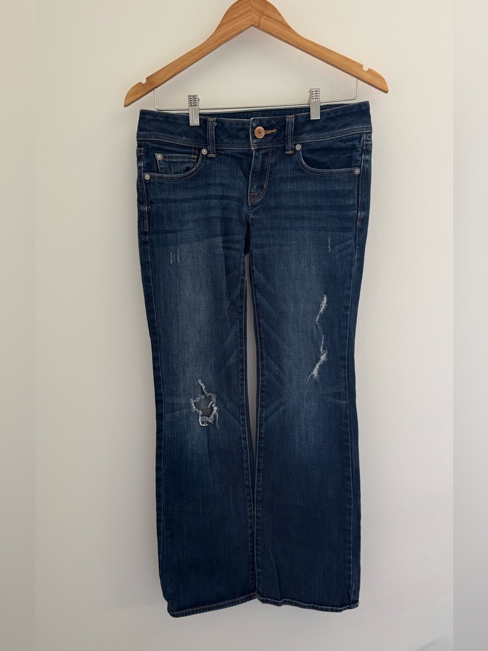 American Eagle Slim Boot Distressed Low Rise Jeans